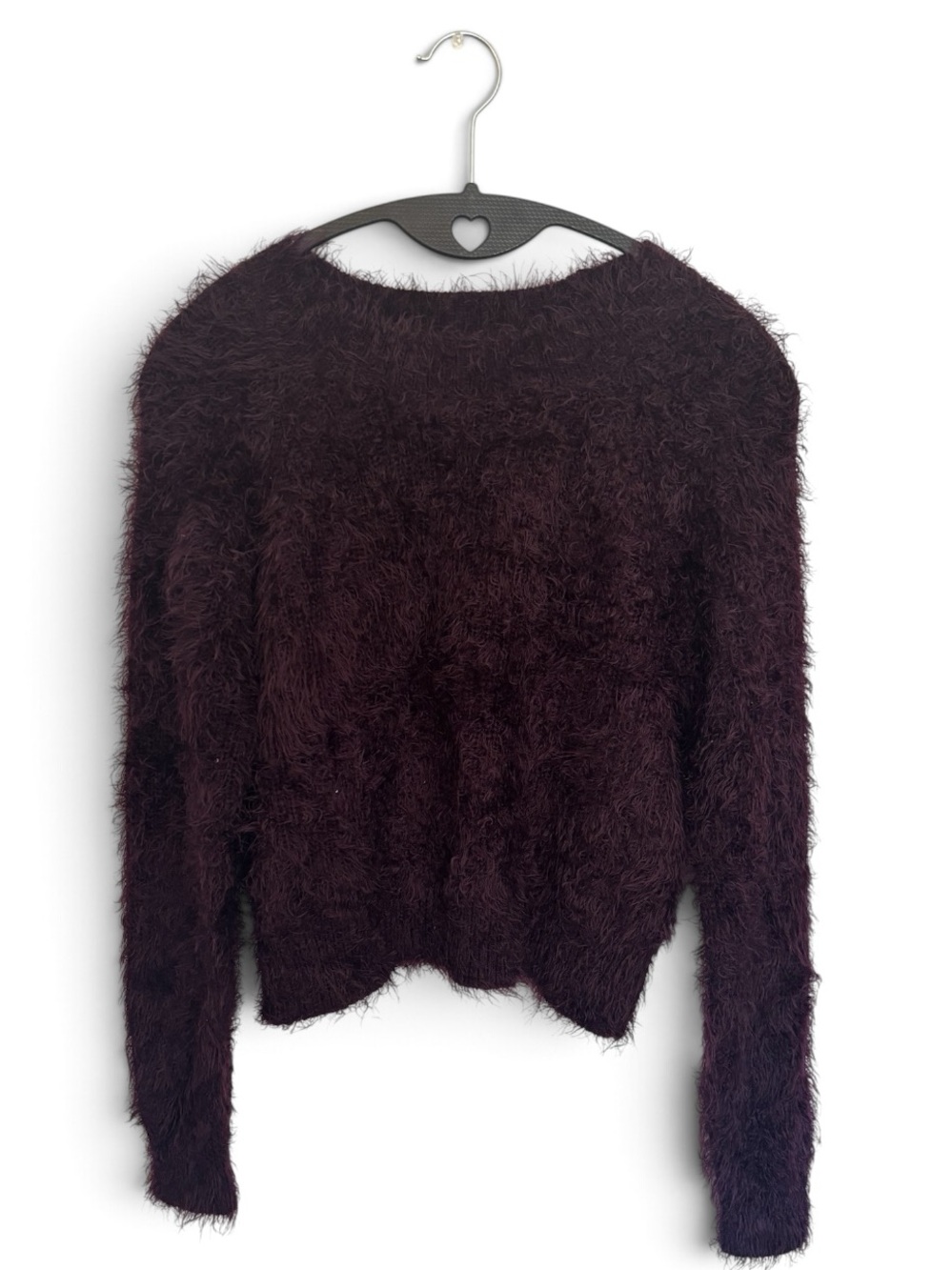 Forever 21 Fuzzy Cropped Sweater Plum Purple Size S